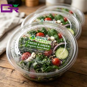 Autocollants alimentaires personnalisés, transparents, en PET, imperméables, étiquettes d'emballage alimentaire saines pour les bols à salade en plastique et en papier, autocollants en rouleau - Product Image 6