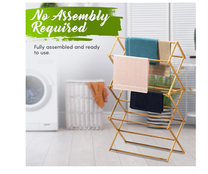 Séchoir à linge en <span class=keywords><strong>bambou</strong></span> OEM Séchoir à vêtements en bois Stabilité extrême Pliable Gain de place Séchoir à linge - Product Image 4
