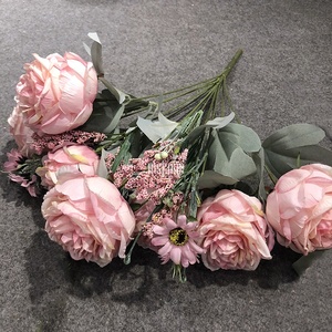 Gigante 7 Cabezas Flores Bola Flores Artificiales Rosa Naranja Ramos Individual Artificial Peonía Blanca - Product Image 1