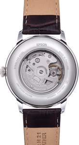 Reloj Mecánico Automático Bambino Sun Moon para Hombre, Correa de Cuero Color Marfil, Estilo Charm, Caja de Acero Inoxidable, Cristal de Zafiro - Product Image 4