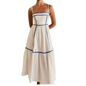 Vestido Corsé Midi sin Mangas Elegante para Mujer, Venta Caliente 2025, Personalizado, 100% Algodón Tejido, Vestido Casual de Verano a la Moda - Venta al por Mayor - Product Image 1