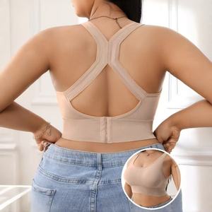 여자의 플러스 사이즈 무선 요가 피트니스 브래지어 푸시 업 안티 처짐 크로스 백 조절 속옷 통기성 스포츠 브래지어 - Product Image 5