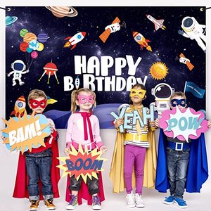 Décorations du système solaire, grande bannière d'anniversaire sur le thème de l'espace, toile de fond pour enfants et garçons - Product Image 2