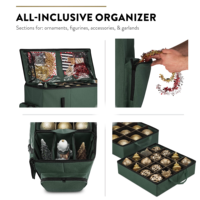 Boîte de rangement pour décorations de Noël Oxford avec séparateurs ajustables, contenants de rangement pour Noël, capacité de 73 pièces
