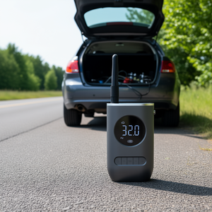 Mini compressore portatile per pneumatici CSI 12V con manometro digitale, monocilindrico per auto, nero - Product Image 2