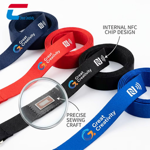 Lanière intelligente NFC en polyester de haute qualité, technologie de couture précise avec puce NFC programmable pour cartes de visite numériques - Product Image 1