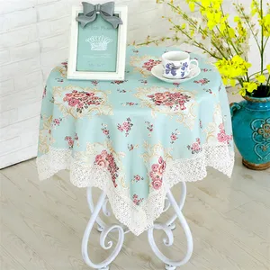 Tela de mesa decorativa lavable usable de algodón bordado redondo con estampado de encaje hermoso estilo europeo hecho a medida/