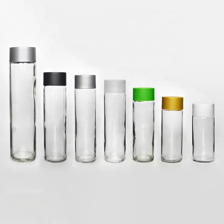 Voss Stijl Glazen Fles Glazen Sapflessen Met Plastic Ronde Hoge Kwaliteit 500Ml Hoge Dunne Fles Voor Noni Appelsap Dranken