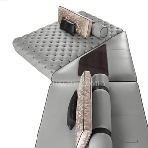 Sofà letto componibile in vera pelle di lusso di design italiano di fascia alta <span class=keywords><strong>moderno</strong></span> e quadrato reclinabile in vera pelle Set di salotti <span class=keywords><strong>appartamento</strong></span> - Product Image 1