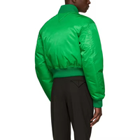 Vestes Varsities personnalisées Blouson de baseball en nylon et polyester Veste imperméable en satin vert épais pour hommes d'hiver