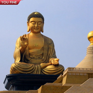 YOUFINE - Estatua de Buda Grande de Bronce Dorado Sentado en Meditación, Escultura para <span class=keywords><strong>Templo</strong></span> y Santuario - Product Image 3