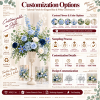 Composition florale artificielle faite main de luxe moderne pour table, boule d'hortensia et de roses, centre de table de haute qualité pour décoration de mariage et de fête