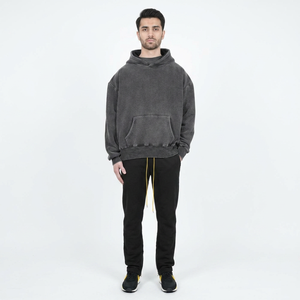 Discount High quality 100% cotton acid washed hoodie High Street Series Washing old sweater stone washed vintage hoodies - Product Image 1