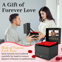 Boîte Cadeau Vidéo Universelle de Luxe avec Écran LCD 4.3/7'', Batterie Rechargeable, Câble USB, Matériau Savon, Design Floral, 5 Boutons, pour Fêtes