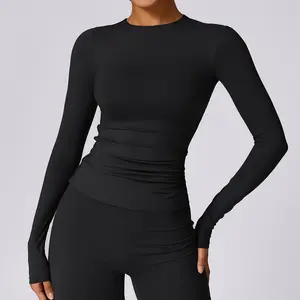 New Arrival Quick Dry Long Sleeve Gym Yoga Wear Long Sleeve Slim Fit Crop Tops For Women Custom Logo Long Sleeve Gym Fitness Top