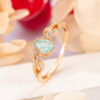 Ensemble de bijoux pour femmes en gros, 3 pièces, plaqué or, avec zircon vert clair en forme de goutte, collier, boucles d'oreilles et bague
