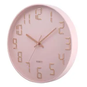 Wholesale 12 inch 30CM plastic circular silent wall clock creative three-dimensional digital minimalist wall clock 3d