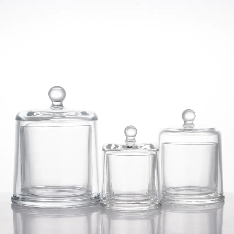 In Voorraad Glazen Kaarsenpot Doorzichtige Kaarscontainer Glazen Kandelaars Met Glazen Deksel