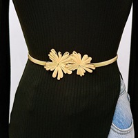 Ceinture élastique de luxe en fer à ressort, style bohème, pour femme, avec motif floral doré vintage, chaîne extensible 70 cm, accessoires pour robes