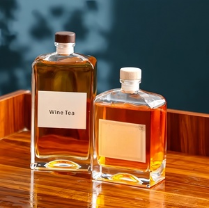 Bouteille en verre carrée vide personnalisable avec bouchon, 250 ml, 375 ml, 500 ml, pour jus, lait, boisson, thé, <span class=keywords><strong>gin</strong></span>, spiritueux, liqueur, whisky, vin de fruits - Product Image 4