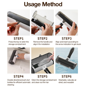 Peine de Aseo para perros y gatos, <span class=keywords><strong>cepillo</strong></span> limpiador de rodillos para pelusa reutilizable extraíble portátil para mascotas, herramienta de limpieza de pelusa para gatos - Product Image 3