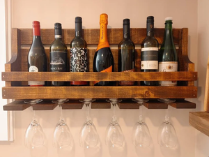 Vente directe usine : Étagère murale <span class=keywords><strong>en</strong></span> <span class=keywords><strong>bois</strong></span> de pin pour bouteilles et verres à vin - Product Image 4