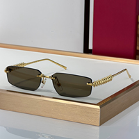 Lunettes de soleil rectangulaires sans monture style Hip Hop Punk, verres foncés UV400, design rétro Y2K, pour femmes stylées, idéales pour le street style.