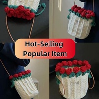 Tas Selempang Rajut Bunga Mawar Buatan Tangan, Hadiah Romantis untuk Pacar, Sahabat, Hari Valentine, Stok Terbatas