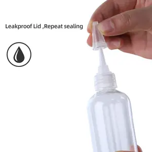 Botella de plástico transparente de grado alimenticio, botella de salsa con tapa giratoria