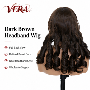 Peluca sintética Futura Fiber sin pegamento, lista para usar, con diadema, 260g, ondas sueltas, marrón oscuro mate, resistente al calor, para <span class=keywords><strong>mujer</strong></span>, al por mayor - Product Image 3