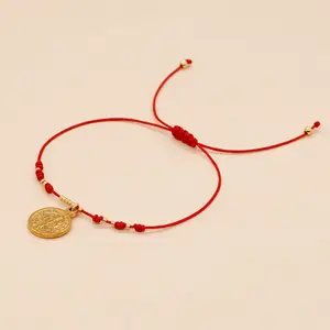 Go2boho Summer Handmade Friendship String Charm Cross Pendant Bracelet Women Pulsera Jewelry Red Rope Gold Plated Beads Bracelet