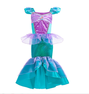 Disfraz de sirena para niñas pequeñas de Carnaval de Halloween, vestido de princesa para fiesta de cumpleaños con accesorios, varita de corona - Product Image 4