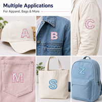 Prêts à expédier : Patchs floraux en lettres A-Z, badges brodés, appliques monogrammes fleur bleue en gros pour casquettes de camionneur