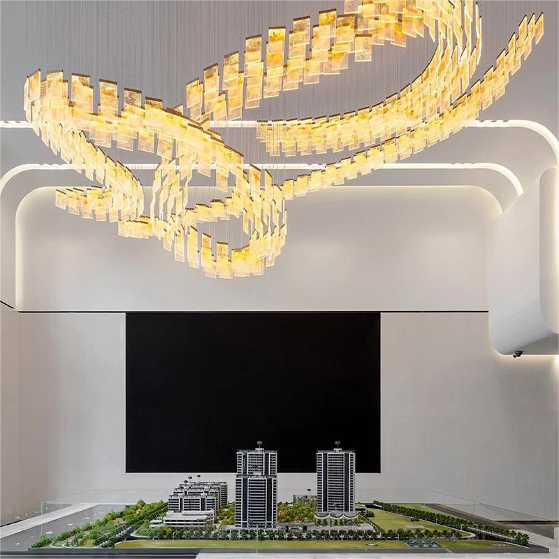 ANNO Custom Business Center Gold Glass Pendant Chandelier Ceiling Lamp