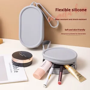 Sac de rangement de voyage moderne de luxe en silicone, étanche et anti-poussière, pour maquillage et articles de toilette, grand porte-téléphone et porte-monnaie, couleur unie - Product Image 4