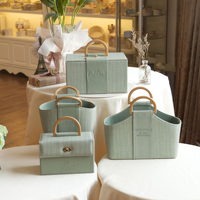 Luxuriöse PU-Leder Geschenkbox-Tasche mit Griff in Rosa, Blau, Grün Verpackungsbox Luxus