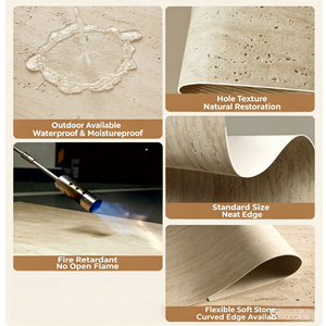 Pannelli Flessibili in <span class=keywords><strong>Pietra</strong></span> Ceramica Morbida Effetto Travertino Romano, Adesivi Decorativi da <span class=keywords><strong>Parete</strong></span> per Ristrutturazione Negozi di Abbigliamento - Product Image 2