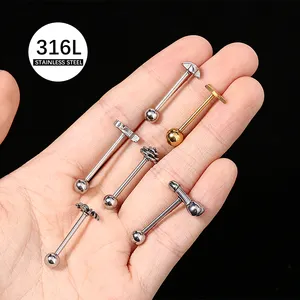 Offre Spéciale étoile araignée Rose Piercing bijoux haltère anneau unisexe en acier chirurgical 316L langue anneaux