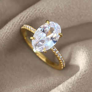 Free Nicle&Lead Women's Rings Jewelry 18K Gold Plated Oval Cut Engagement Zircon Ring for Gift - Product Image 4