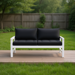 เบาะรองนั่งสำหรับสวนกลางแจ้ง ชุด 2 ชิ้น ผ้าอ็อกซ์ฟอร์ดสีดำ กันน้ำ ถอดซักได้ สำหรับลานบ้านหรือสนามหลังบ้าน - Product Image 2