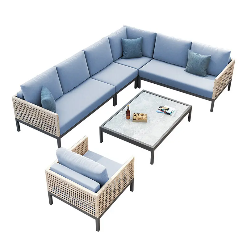 Resort terrazza divano esterno vite tessitura divano Set per giardino Villa Party Hotel Business Reception progetto personalizzato