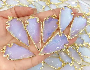 Groothandel Bulk Natuurlijke Edelstenen Opaal Hangers Pijlpunt Vorm Wit Stone Charms Crystal Kettingen Sieraden Chic Voor Vrouwen Geschenken