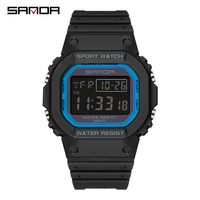 Montre de sport SANDA 2107 pour garçons, noire, numérique, lumineuse, avec calendrier, étanche, bracelet en caoutchouc, luxe, bracelet en céramique et cuir, ODM