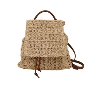 New Arrival Ladies Handwoven Seaside Summer Beach Bag Leisure <b>Drawstring</b> Women's Travel Straw <b>Backpack</b> - Product Image 1