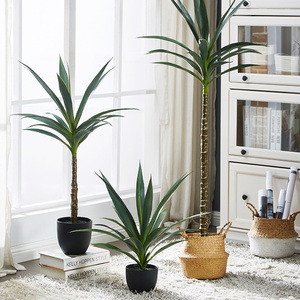 3 cabezas de árbol Yucca Dracaena árboles de <span class=keywords><strong>agave</strong></span> artificiales maceta de plástico rellena de cemento con 3 troncos y 48 hojas - Product Image 4