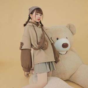 <span class=keywords><strong>Felpe</strong></span> con Cappuccio Harajuku Kawaii alla Moda, Stile Coreano con Orso Anime, Streetwear in Pile, Pullover Oversize Estetico per Ragazze E-Girl - Product Image 5