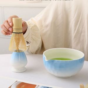 Handmade Bamboo Top Porcelain Ceramic Sakura-Themed Eco-Friendly Pink Japandi Style Matcha <b>Tea</b> <b>Set</b> Bowl <b>Tea</b> Coffee Customizable - Product Image 2
