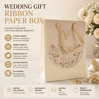 Boîte cadeau de mariage personnalisée en papier kraft biodégradable avec poignée en ruban, emballage de luxe pour les cadeaux et les marques haut de gamme