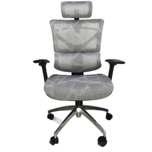<span class=keywords><strong>Chaise</strong></span> de bureau <span class=keywords><strong>pivotante</strong></span> en maille à dossier haut de gamme <span class=keywords><strong>grise</strong></span> moderne avec appui-tête, hauteur réglable, mécanisme papillon - Product Image 1