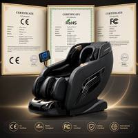 Sillón de Masaje LEERCON Negro Mate con Detalles Dorados, Reposapiés con Seis Bolsas de Aire, Reposacabezas Acolchado en Forma de Herradura, Lujo para el Hogar